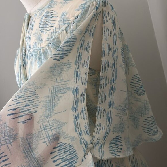 Vintage Ann Michael Flutter Sleeve Dress Sz 8 - Picture 5 of 10